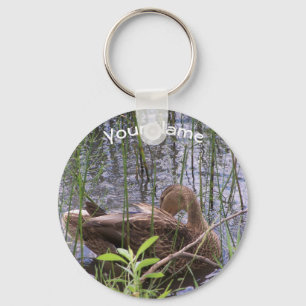 Eten Preening in de Leden Sleutelhanger