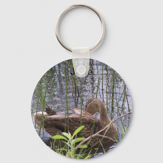 Eten Preening in de Leden Sleutelhanger (Voorkant)