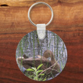 Eten Preening in de Leden Sleutelhanger (Voorkant)