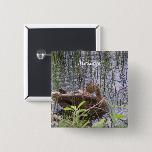 Eten Preening in de Leden Vierkante Button 5,1 Cm (Voorkant /achterkant)