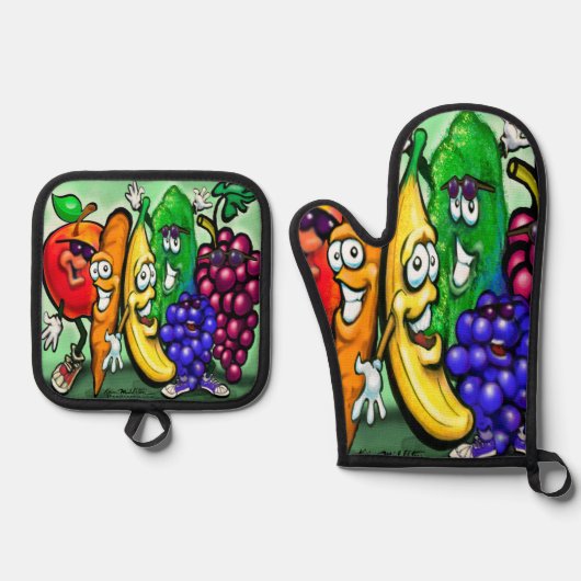 Eten Regenboog Ovenwant & Pannenlap Set (Voorkant)