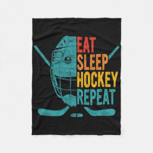 Eten Slaap Hockey Herhaal Hockey Pret IJshockey Fleece Deken