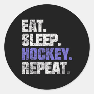 Eten Slaap Hockey Herhaal IJshockey Veldhockey Co Ronde Sticker