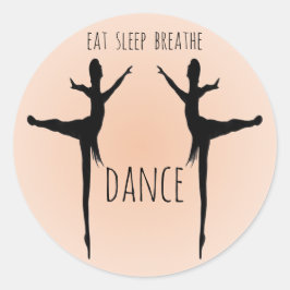 Eten, slapen, ademen, dansen ronde sticker