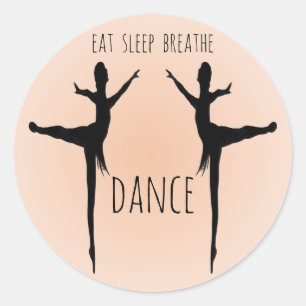 Eten, slapen, ademen, dansen ronde sticker