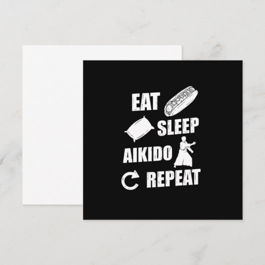 Eten Slapen Aikido Herhalen Cadeau Idee Kaart (Voorkant / Achterkant)