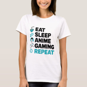 Eten Slapen Anime Gamen Herhaal Video Gamer Anime T-shirt