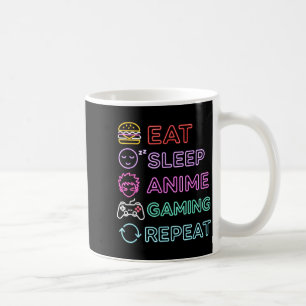 Eten Slapen Anime Gamen Herhalen Gamer Mannen Tien Koffiemok
