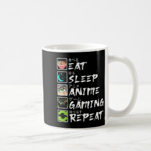 Eten Slapen Anime Gamen Herhalen Gamer Mannen Tien Koffiemok