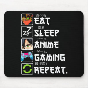 Eten Slapen Anime Gamen Herhalen Gamer Mannen Tien Muismat