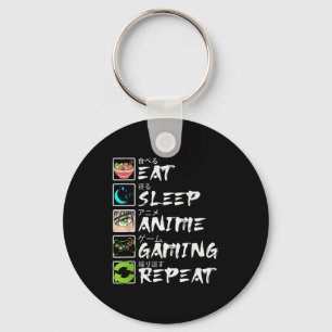 Eten Slapen Anime Gamen Herhalen Gamer Mannen Tien Sleutelhanger