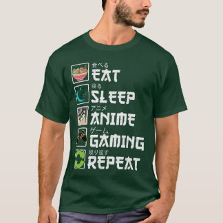Eten Slapen Anime Gamen Herhalen Gamer Meneen Jong T-shirt