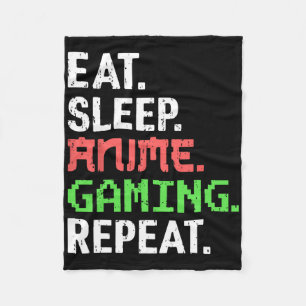 Eten Slapen Anime Gamen Herhalen Grappige Gamer An Fleece Deken