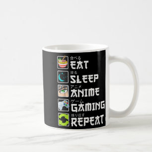 Eten Slapen Anime Gamen Herhalen Kawaii Otaku Anim Koffiemok