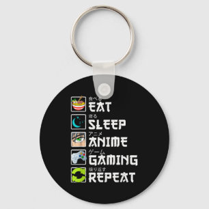 Eten Slapen Anime Gamen Herhalen Kawaii Otaku Anim Sleutelhanger