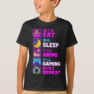 Eten Slapen Anime Gamen Herhalen Kawaii Otaku Anim T-shirt