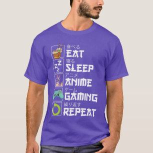 Eten Slapen Anime Gamen Herhalen Kawaii Otaku Anim T-shirt
