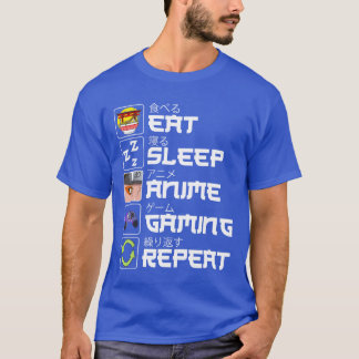 Eten Slapen Anime Gamen Herhalen Otaku Anime Manga T-shirt