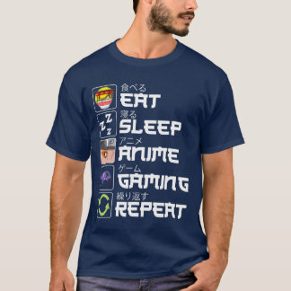 Eten Slapen Anime Gamen Herhalen Otaku Anime Manga T-shirt
