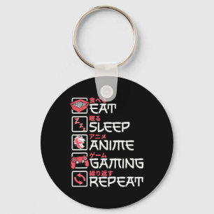 Eten Slapen Anime Gamen Herhalen Otaku Gamer Japan Sleutelhanger