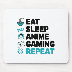 Eten Slapen Anime Gamen Herhalen Video Gamer Anime Muismat