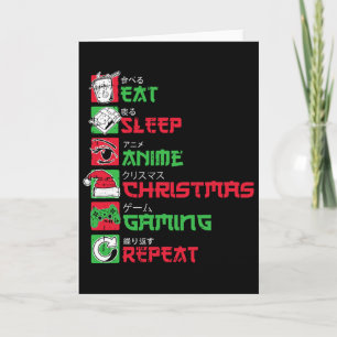 Eten Slapen Anime Gamen Kerst Pyjama X-mas Holi Kaart