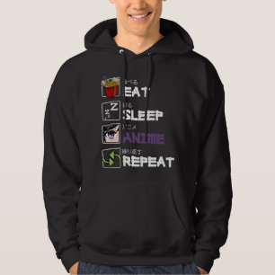 Eten Slapen Anime Herhalen Kawaii Otaku Manga Japa Hoodie