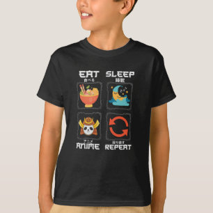 Eten Slapen Anime Herhalen Schattig voor Anime L T-shirt