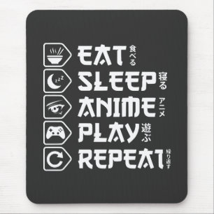Eten Slapen Anime Spelen Herhalen Otaku Anime Leve Muismat