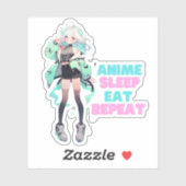 Eten, slapen, anime sticker (Vel)
