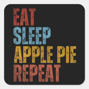 ETEN SLAPEN APPELTAART HERHAAL VIERKANTE STICKER