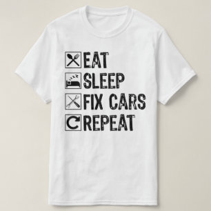 Eten Slapen Auto's Repareren Herhalen Koele Opa Mo T-shirt