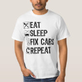 Eten Slapen Auto's Repareren Herhalen Koele Opa Mo T-shirt (Voorkant)