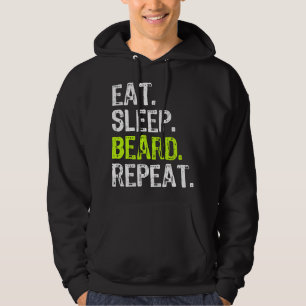 Eten Slapen Baard Cool Grappig Kapper Barbier Hoodie