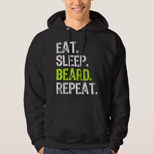 Eten Slapen Baard Cool Grappig Kapper Barbier Hoodie (Voorkant)
