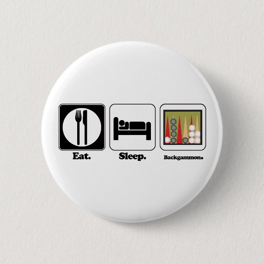 eten slapen backgammon ronde button 5,7 cm (Voorkant)