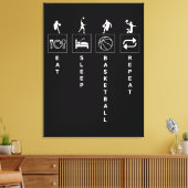 Eten Slapen Basketbal Herhalen Canvas Afdruk (Insitu (Woonkamer))
