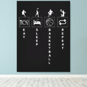 Eten Slapen Basketbal Herhalen Canvas Afdruk (Insitu (Houten vloer))