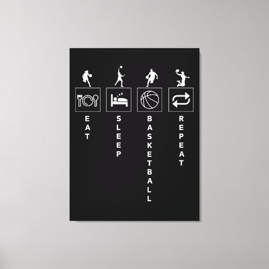 Eten Slapen Basketbal Herhalen Canvas Afdruk (Voorkant)