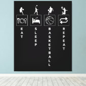 Eten Slapen Basketbal Herhalen Canvas Afdruk (Insitu (Houten vloer))