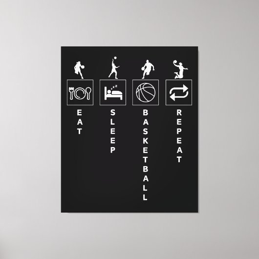Eten Slapen Basketbal Herhalen Canvas Afdruk (Voorkant)