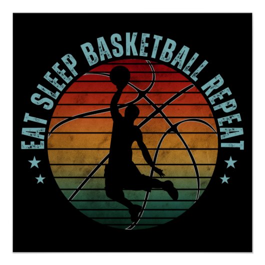 ETEN SLAPEN BASKETBAL HERHALEN PERFECT POSTER (Voorkant)
