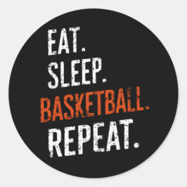 Eten Slapen Basketbal Herhalen Retro Vintage Ronde Sticker