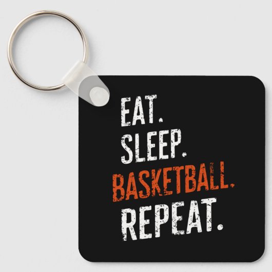 Eten Slapen Basketbal Herhalen Retro Vintage Sleutelhanger (Voorkant)