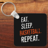 Eten Slapen Basketbal Herhalen Retro Vintage Sleutelhanger (Voorkant)