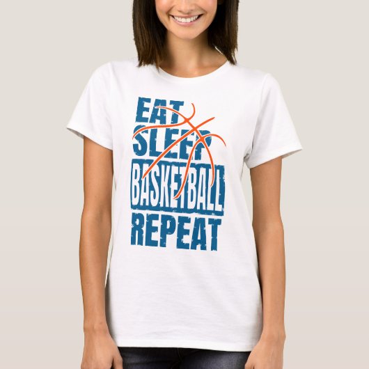 ETEN SLAPEN BASKETBAL HERHALEN T-SHIRT (Voorkant)