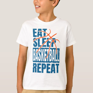 ETEN SLAPEN BASKETBAL HERHALEN T-SHIRT
