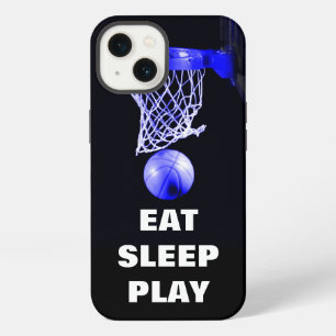 Eten Slapen Basketball Spelen Blauw Zwart iPhone 13 Hoesje