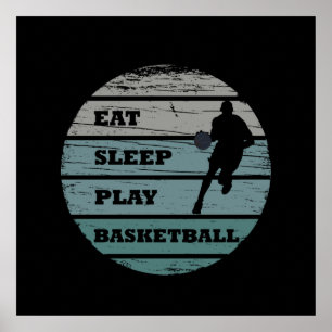 eten slapen basketball spelen poster