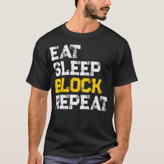 Eten Slapen Blokkeren Herhalen Voetbal Aanval T-shirt